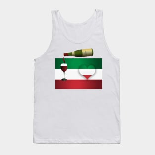 Italian Flag With Red Wine And Heart Tank Top